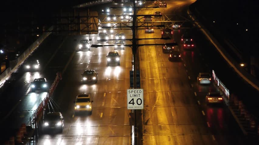 NEW YORK - CIRCA APRIL 2011: Cars and traffic on bridge at night | Shutterstock HD Video #2295998