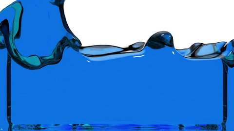 Animated transparent blue paint pouring and filling up whole screen. Alpha channel is included use luma matte. 3D Render 12