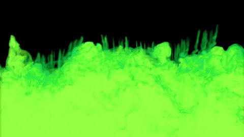 GREEN INK BACKGROUND. INK IN WATER SERIES. 3d render voxel graphics. On black background. See other version. Version 1