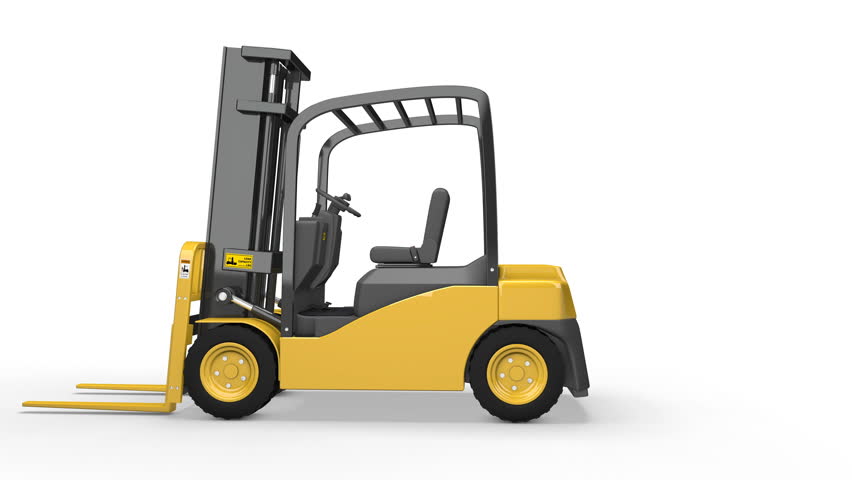 forklift on white background alpha matte Stock Footage Video (100%