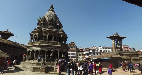 BHAKTAPUR, NEPAL - NOV 28: Temple on the Durbar Square on Nov 21, 2016 in Bhaktapur, Nepal. It has survived the 2015 earthquake 