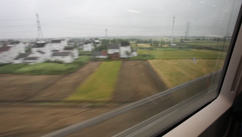 Travel by fast train, view from window