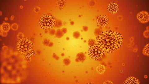 3d render virus of flu or microorganism under microscope. Macro germ cells background loop sequence. Rapid multiplication of bacteria. Infection and microbe. Popular scientific microbiology.