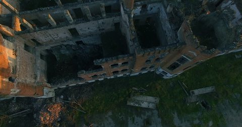 Aerial View Of Chechnya Grozny, House destroyed by war