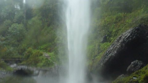 Low angle of Oregon waterfall scenic.