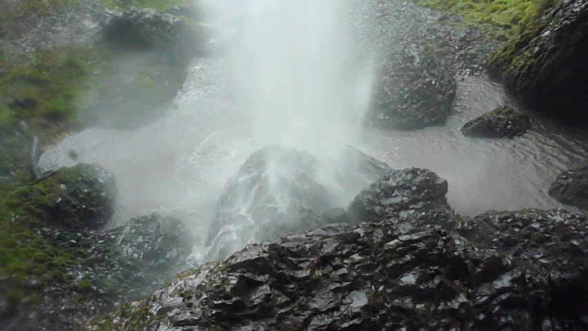 Low angle of Oregon waterfall scenic.