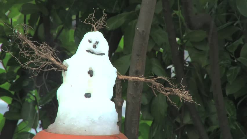 Snowman growing time lapse with various weather systems.