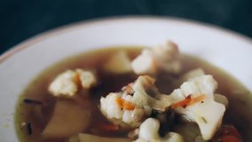 Hot soup. Soup vegetarian. The Asian kitchen. Soup Chechevichi and cauliflower
