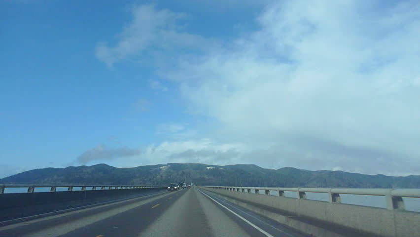 Point of view while driving from Astoria, OR to Washington state on bridge over