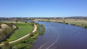 4k aerial video of flying over the Murray River in Australia