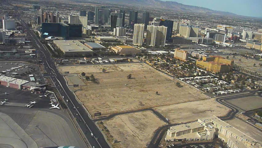 Taking off in Las Vegas, Nevada. Aerial of Las Vegas Boulevard, The Strip on