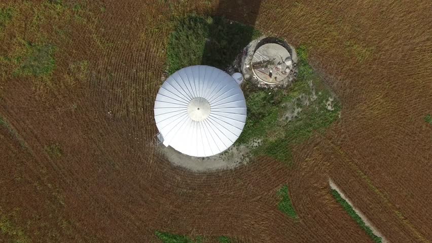 aerial silo zoom out amazing view 4k