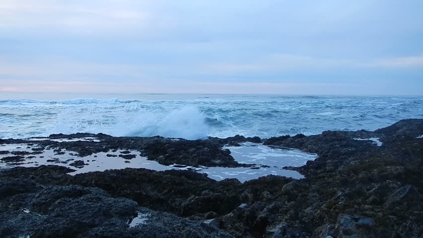 Rough seas bring waves crashing on the Oregon Coast.
