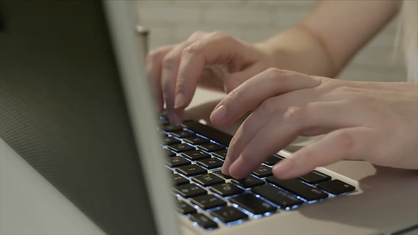 Women's hands typing on computer russian keyboard Royalty-Free Stock Footage #23043982