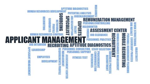 APPLICANT MANAGEMENT - word cloud / wordcloud with terms about recruiting