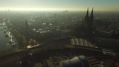 2 in 1. Cologne Cathedral. Germany Cologne. Aerial view
