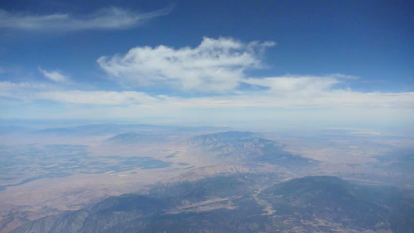 Flying in airplane over California.