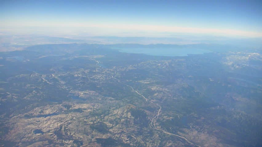Flying in airplane over California. More in series available.