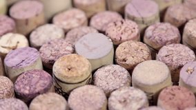 Close up of a cork wine background. video rotation