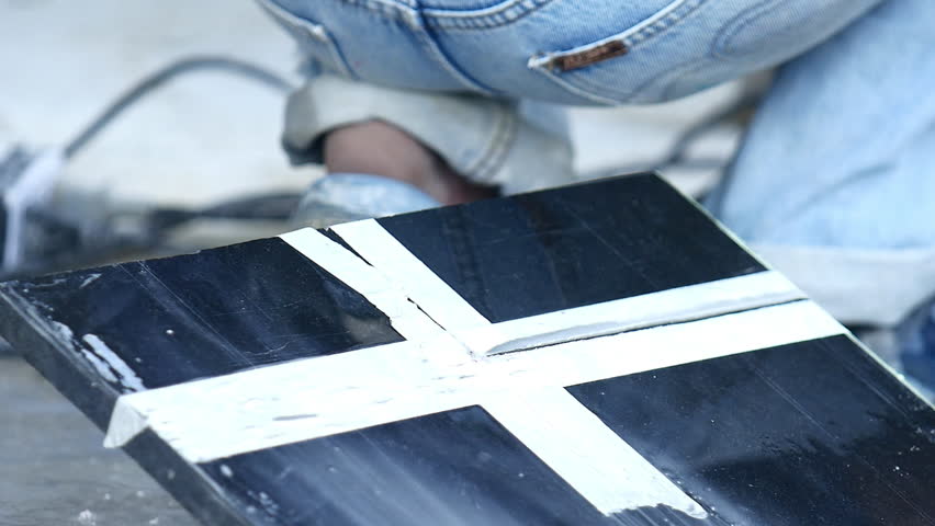 Technician saw machine cut Granite stone or marble stone