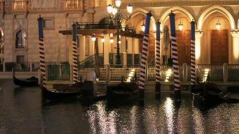 Las Vegas - Circa 2010: The Venetian Hotel in 2010. Venetian Hotel gondolas parked for the evening in Las Vegas, Nevada.