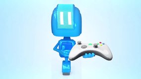 Blue robot with joystick