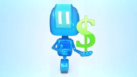 Blue robot with dollar