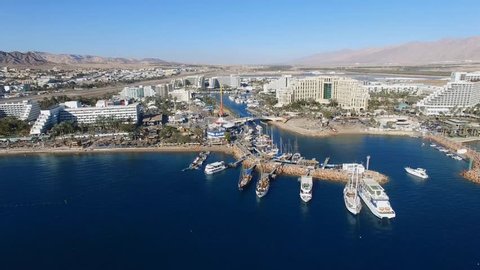 Eilat, Israel - Aerial footage over the red sea