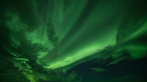Time Lapse 4k - Scenic view of Aurora Borealis (Northern Lights) in Western Iceland. 