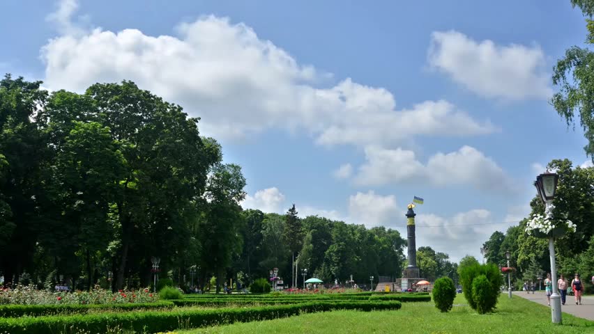 Time-lapse photography include the movement and change the state of clouds in the sky over the city.