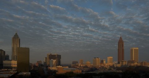 Atlanta Skyline Time Lapse.  Morning Sunlight.