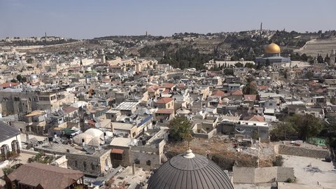 JERUSALEM, ISRAEL - 21 OCTOBER 2016: Panoramic overview of old Jerusalem