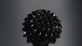 Ferrofluid on black background shooting with high speed camera, phantom flex.