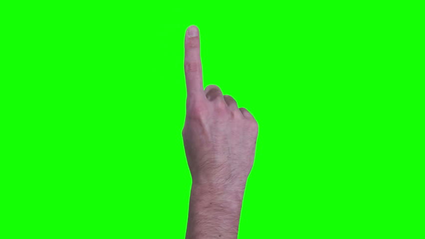 Hand using a touch screen isolated on a pure green screen.
