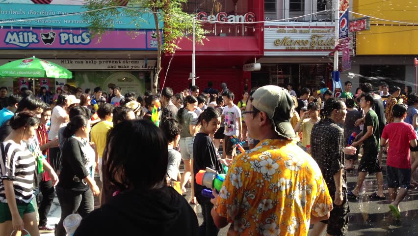 BANGKOK - APRIL 14: Thai people celebrate Songkran Water Festival on April 14,