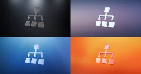 Animated Hierarchy Network 3d Icon Loop Modules for edit with alpha matte