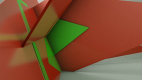 Motion graphics of abstract wall deformation, geometric shiny surfaces with reflections. Abstract background with copyspace