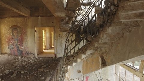 Collapsed staircase (result of the Six Day War in 1967) of a former hospital in Northern Israel
