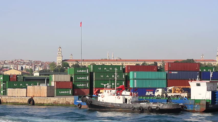 ISTANBUL - MARCH 27: Container stacks in Haydarpasa Port on March 27, 2012 in