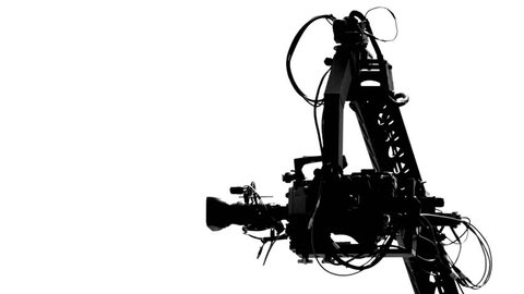HD - Silhouette of TV camera crane