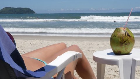 Brazilian Woman Relaxing on the beach