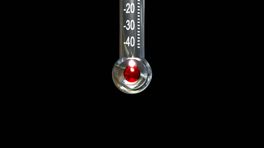 Thermometer heating up on black background. HD 1080.