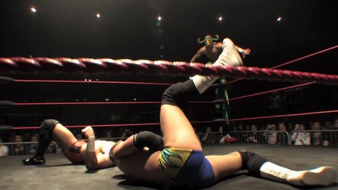LONDON - April 1: Lucha Libre Wrestling - Splash Attempt during BritWres-Fest 2012 on April 1, 2012