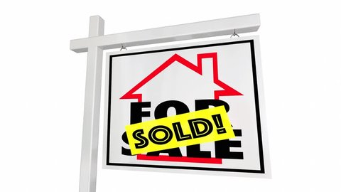 Sold Home for Sale House Real Estate Sign 3d Animation