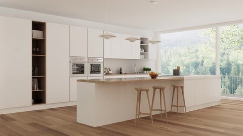 3d Rendering White Modern Design Kitchen Stock Illustration 572114980 ...