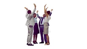 Work team in slow motion clapping their hands against a white background - Powered by Shutterstock - Get 15% off with code: PIKWIZARD15