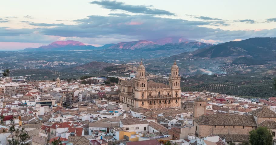 Cityscape of Jaen in the evening, Andalusia, Spain
