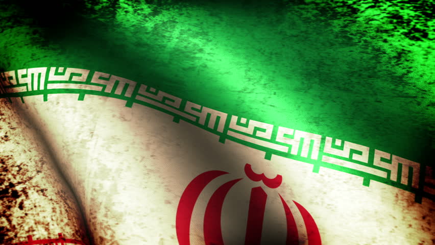 Iran Flag Waving, grunge look