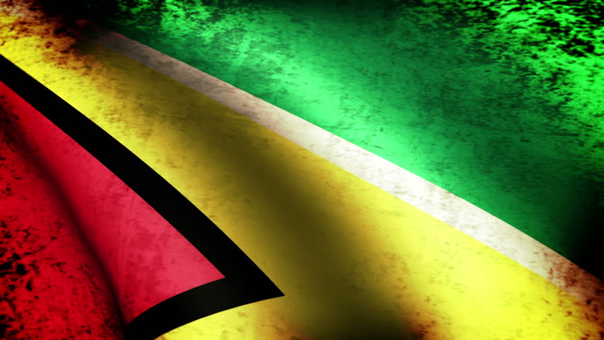Guyana Flag Waving, grunge look