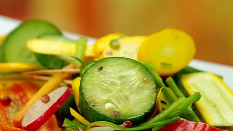 Fresh colorful salad closeup elegant serving restaurant concept